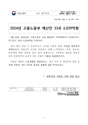 2024년 고용노동부 예산안