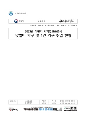 맞벌이 가구 및 1인 가구 취업 현황