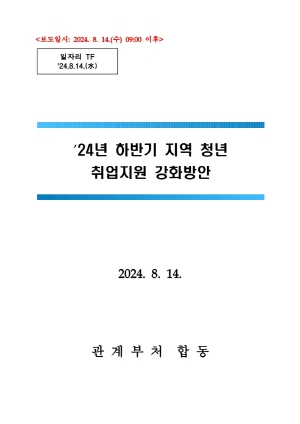 2024년 하반기 지역 청년 취업지원 강화방안